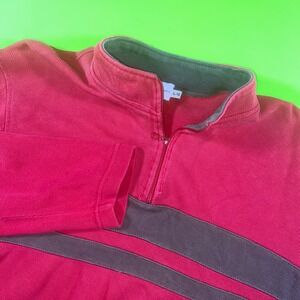 Calvin Klein Jeans Men's Red cotton 1/4 Zip Long Sleeve Pullover Xl